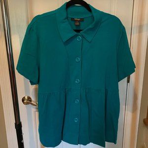*LAST CHANCE* Style & Co. Teal Knit Button Down Shirt